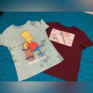 GUC set of 2‎ tees. Skateboarding Bart Sz small - #839